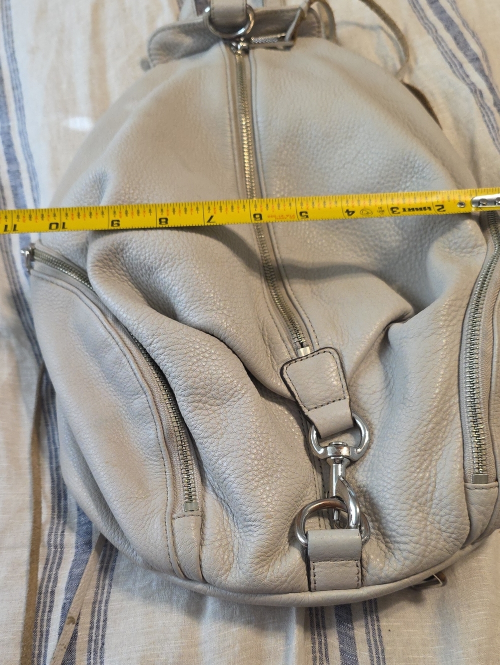 Rebecca Minkoff Cream Pebbled Leather Backpack with Silver Hardware - Picture 7 of 7